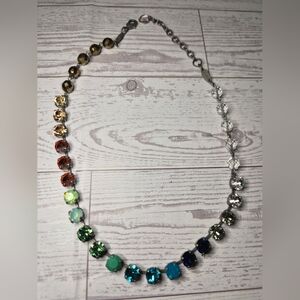 Sabika Greens Blues And Brownd Crystal Necklace